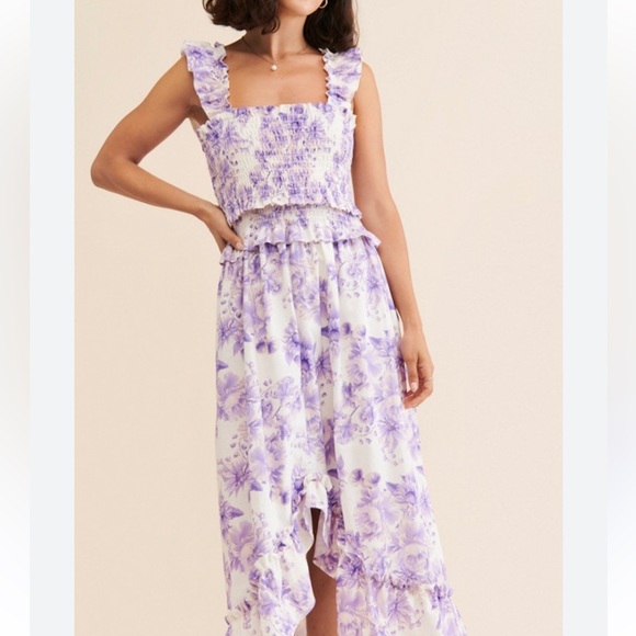 Especia Elaine Midi Dress high low smocked Medium - Picture 1 of 8